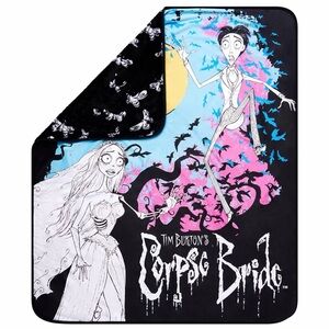 Spencer's Tim Burton's Corpse Bride Fleece Blanket Faux Fur Back 50 x 60 NEW